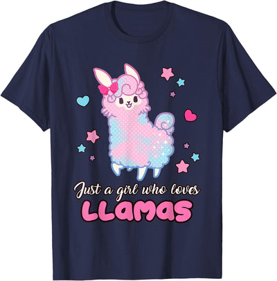 Just A Girl Who Loves Llamas BW Art Llama Girl Shirt Just A Girl Who Loves Llamas Cute T-Shirt