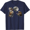 Funny Guinea Pig Lover Gifts 3 Guinea Pigs Moon Howling Funny Rodent For Men, Women, Kid T-Shirt - Navy Blue