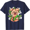 Weed Lover Gifts Funny Pot Smoker Gifts Pig Lover Pig Smoking Joint Holding Weed Bong Pig Marijuana T-Shirt - Navy Blue
