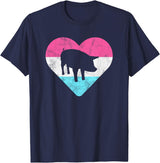 Retro Vintage Animal and Pet Gifts Retro Vintage Pig Gift for Women or Girls T-Shirt - Navy Blue