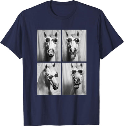 Funny Animal Photography Clothing Co. Cute Horses with Sunglasses Hipster Photo Booth Memes T-Shirt