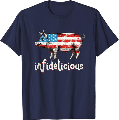 Infidelicious - Funny Barbecue Pork BBQ Pig American Flag T-Shirt