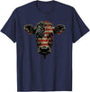 4th Of July Cow Farm Outfits For Men Cow Farm Patriotic Farmer 4th Of July USA American Flag T-Shirt - Navy Blue