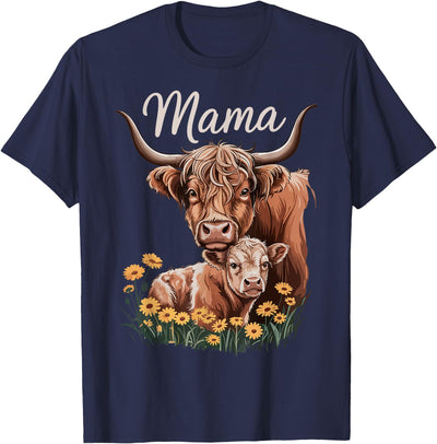 Mothers Day Matching Mom Daughter Highland Cow Cute Mama T-Shirt