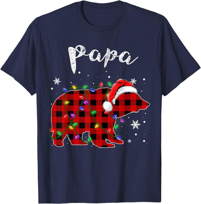Red Plaid Papa Bear Buffalo Matching Family Pajama Christmas T-Shirt