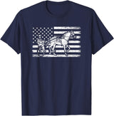 horse racing gifts Harness racing american flag, horse harness racing T-Shirt - Navy Blue