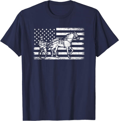 horse racing gifts Harness racing american flag, horse harness racing T-Shirt