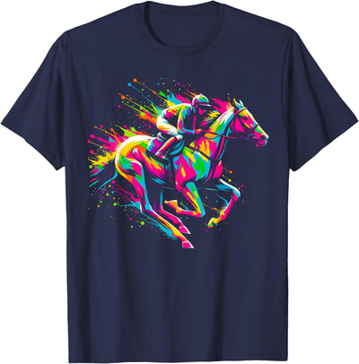 Funny Horse Racing Horse Racing Colorful Horse and Derby T-Shirt