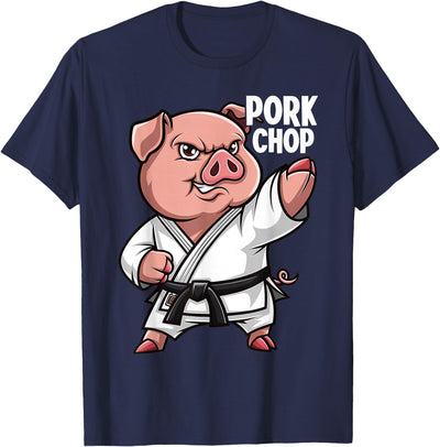 Pig Karate Pork Chop Funny Hog Swine Pun Men Boys Kids Women T-Shirt