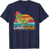Lukas Name Gifts Boy Named Lukas Lukas Saurus Dinosaur Boy Lukas Name T-Shirt - Navy Blue