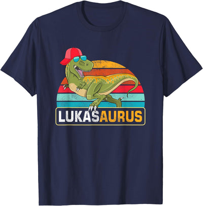 Lukas Name Gifts Boy Named Lukas Lukas Saurus Dinosaur Boy Lukas Name T-Shirt