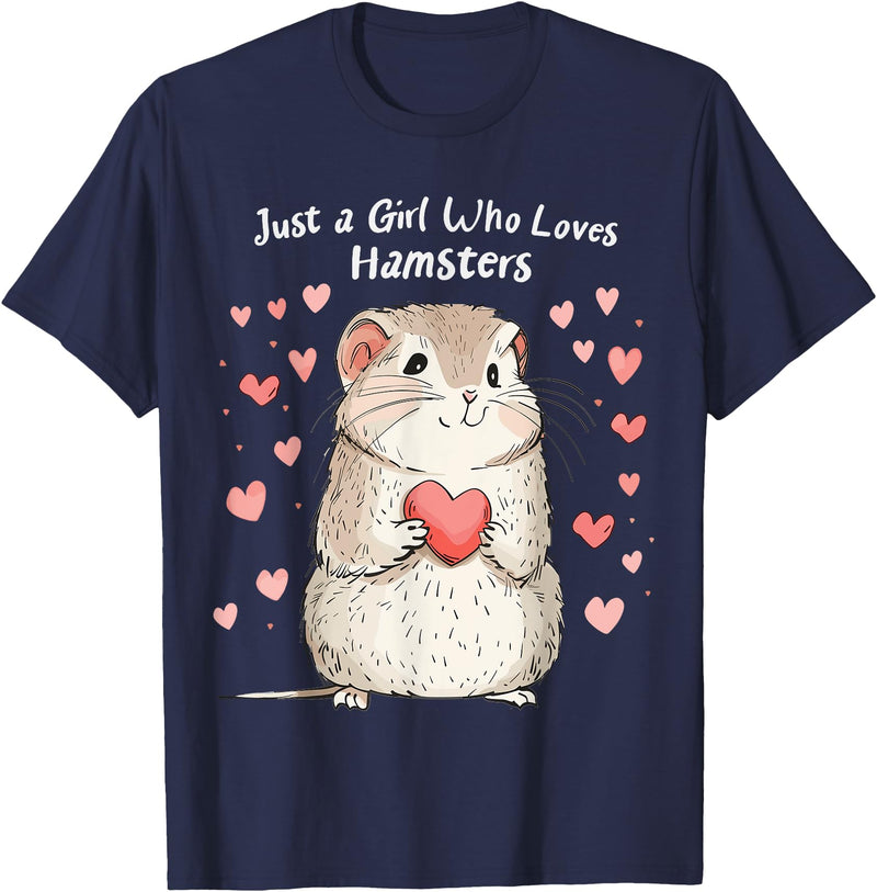 Cute Hamster Lovers Gift This Girl Loves Her Hamster T-Shirt - Navy Blue