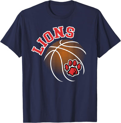 Lions Basketball Red Lion Pride School Spirit Lion Mascot T-Shirt