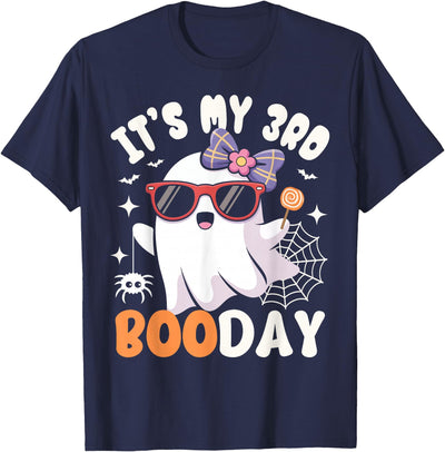 3rd Birthday Girls Halloween Costume Gifts & Tees. Funny Halloween Birthday Ghost, It's My 3rd Boo Day Girls T-Shirt