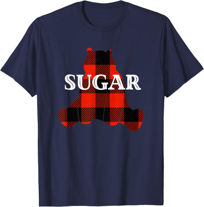 Sugar Nickname Bear Buffalo Plaid Design T-Shirt