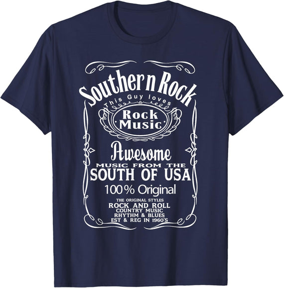 Southern Rock Music USA United States T-Shirt T-Shirt - Navy Blue