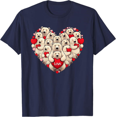 Funny Polar Bear Heart Valentine Womens Mens Kids T-Shirt