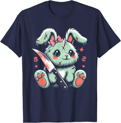 Creepy Cute Bunny with Bloody Knife Horror Plush T-Shirt