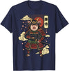 Samurai Pig Anime Japan Pig Samurai Japanese Warrior T-Shirt - Navy Blue
