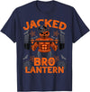 Halloween Muscle BodybuildIng Jack O'Lantern Jacked Bro Lantern Halloween Pumpkin Weightlifting Gym Men T-Shirt - Navy Blue