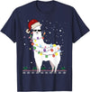 Christmas Llama Santa Hat Ugly Xmas Tee Christmas Llama Santa Hat Ugly Xmas Tree Alpaca Gift T-Shirt - Navy Blue