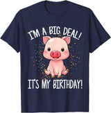 I'm A Big Deal It's My Birthday Apparel Co I'm A Big Deal It's My Birthday Funny Birthday with Pig T-Shirt - Navy Blue