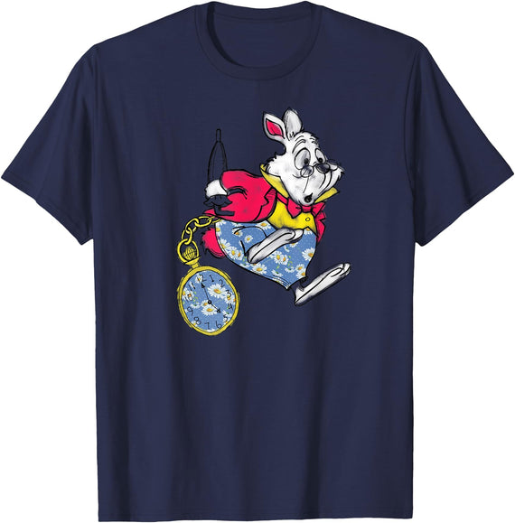 Alice in Wonderland - Late White Rabbit T-Shirt in Navy Blue