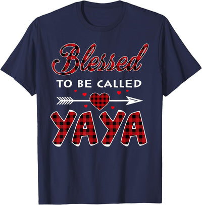 Blessed to Be Called Yaya Buffalo Plaid Grandma Christmas T-Shirt
