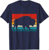 We Love Bison Bison Retro American Buffalo National Park Vintage T-Shirt - Navy Blue