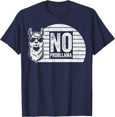 Teetro No Probllama Cool Llama Sunglasses Humor Animal T-Shirt