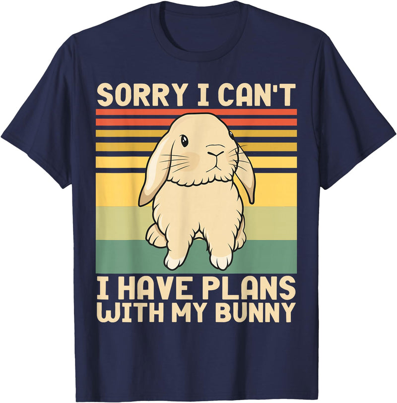 Funny Easter Rabbit Sorry I Can't I Have Plans with My Bunny T-Shirt in Navy Blue
