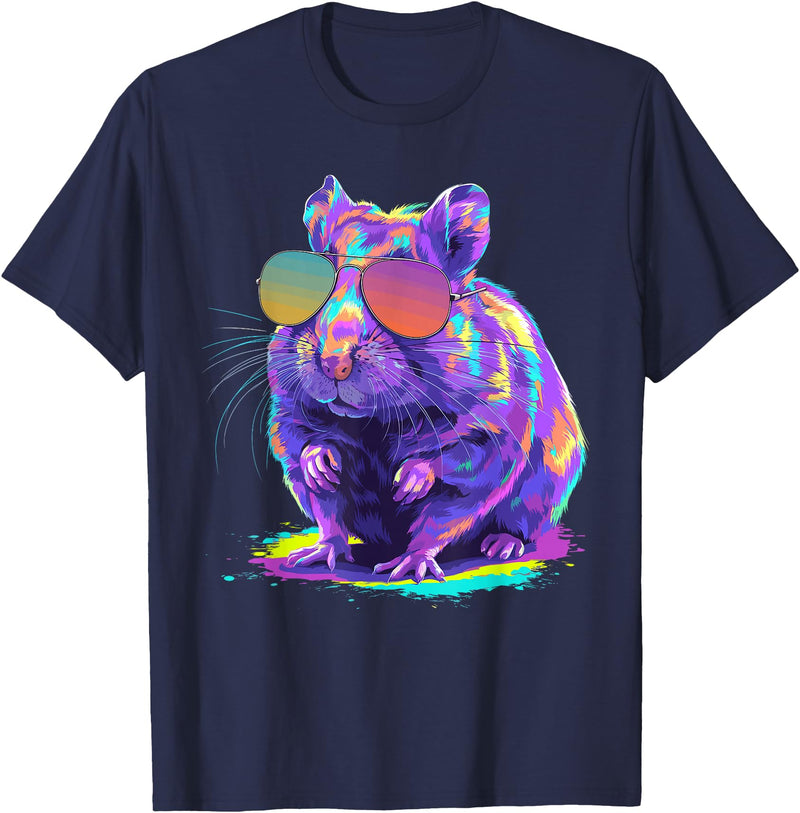 Cute Hamster Art for Men Women Kids Syrian Hamster Lover T-Shirt - Navy Blue