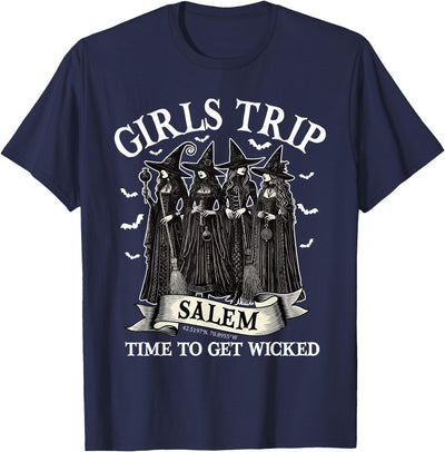 Salem Witch Halloween Girls Trip Feminist Women Girls Trip Salem Halloween Witch Salem Massachusetts Womens T-Shirt