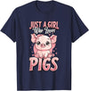Cute Pig Lover Girl Designs Just A Girl Who Loves Pigs T-Shirt - Navy Blue