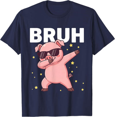 Bruh Dabbing Pig Sunglasses Funny Pig Dabbing Cute Animal T-Shirt