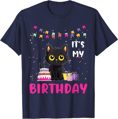 Birthday Girl Black Cat Animal Lovers Shirt It's My Birthday Cat Pet Animal T-Shirt