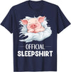 Cute Sleeping Pig Nightgown Sleepwear Pajama Official Sleepshirt Cute Sleeping Pig Animal Lovers Pajama T-Shirt - Navy Blue