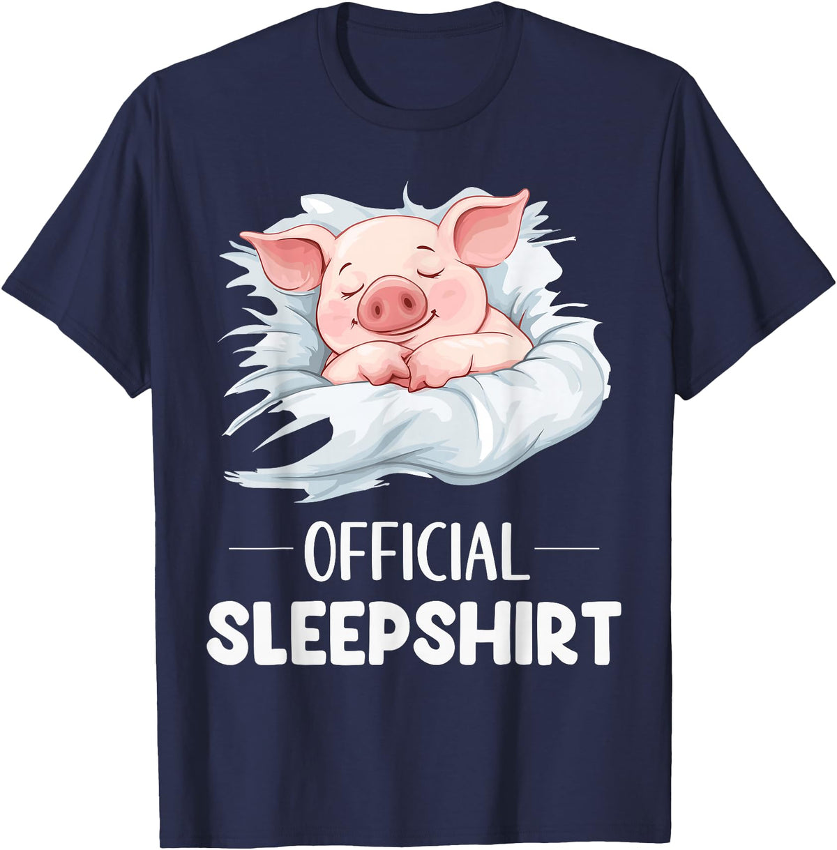 Cute Sleeping Pig Nightgown Sleepwear Pajama Official Sleepshirt Cute Sleeping Pig Animal Lovers Pajama T-Shirt - Navy Blue