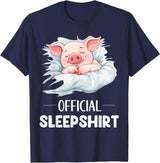 Cute Sleeping Pig Nightgown Sleepwear Pajama Official Sleepshirt Cute Sleeping Pig Animal Lovers Pajama T-Shirt - Navy Blue