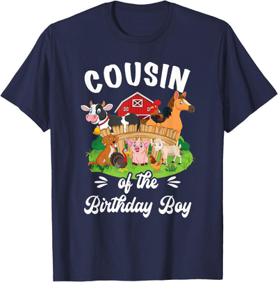 Vintage Retro Birthday Cousin of the Birthday Boy Party Cow T-Shirt
