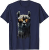 Funny Llama Lover Graphics Funny Alpaca Llama with Sunglasses Animal Graphic T-Shirt - Navy Blue