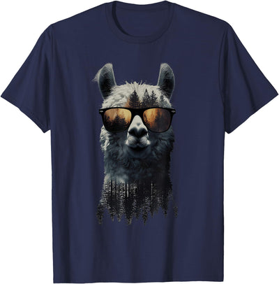 Funny Llama Lover Graphics Funny Alpaca Llama with Sunglasses Animal Graphic T-Shirt
