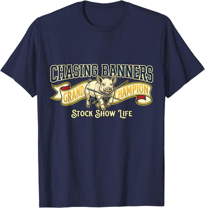 Stock Show Pig Chasing Banners Livestock Showman Gift T-Shirt