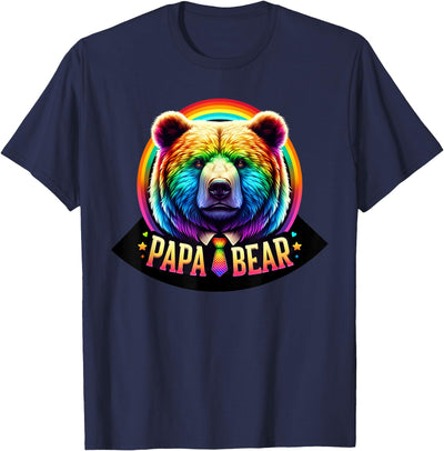 LGBTQ Papa Bear Rainbow Gay Pride Equal Rights Fathers Day T-Shirt