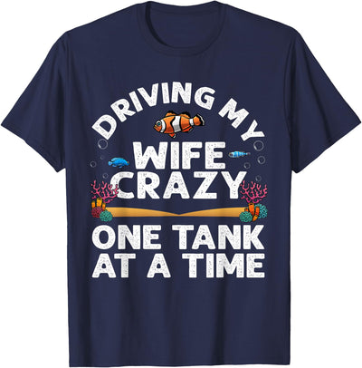 Funny Aquarium Designs Men Dad Husband Fish Tank Fishkeeping T-Shirt