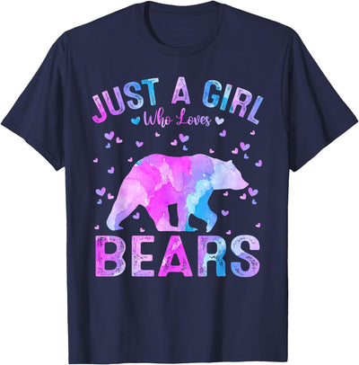 Colorful Just A Girl Who Loves Bears Women Girls T-Shirt