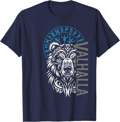 Valhalla & Viking Compass - Nordic Bear Design T-Shirt