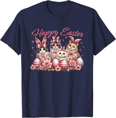 Cats in Bunny Ears Happy Easter T-Shirt