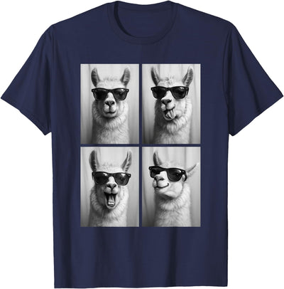 Funny Animal Selfie Booth Tee Cool Llamas Sunglasses Jungle Animal Meme Selfie Booth T-Shirt