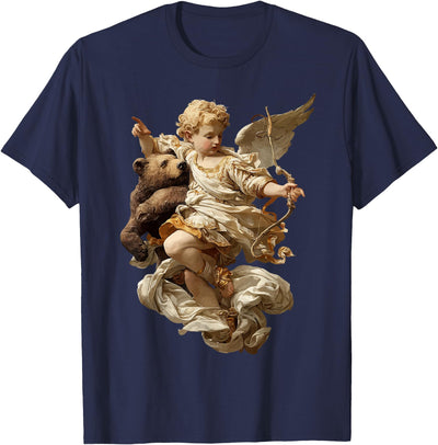 Cute Cherub Angel with Bear Baroque Renaissance Aesthetic T-Shirt